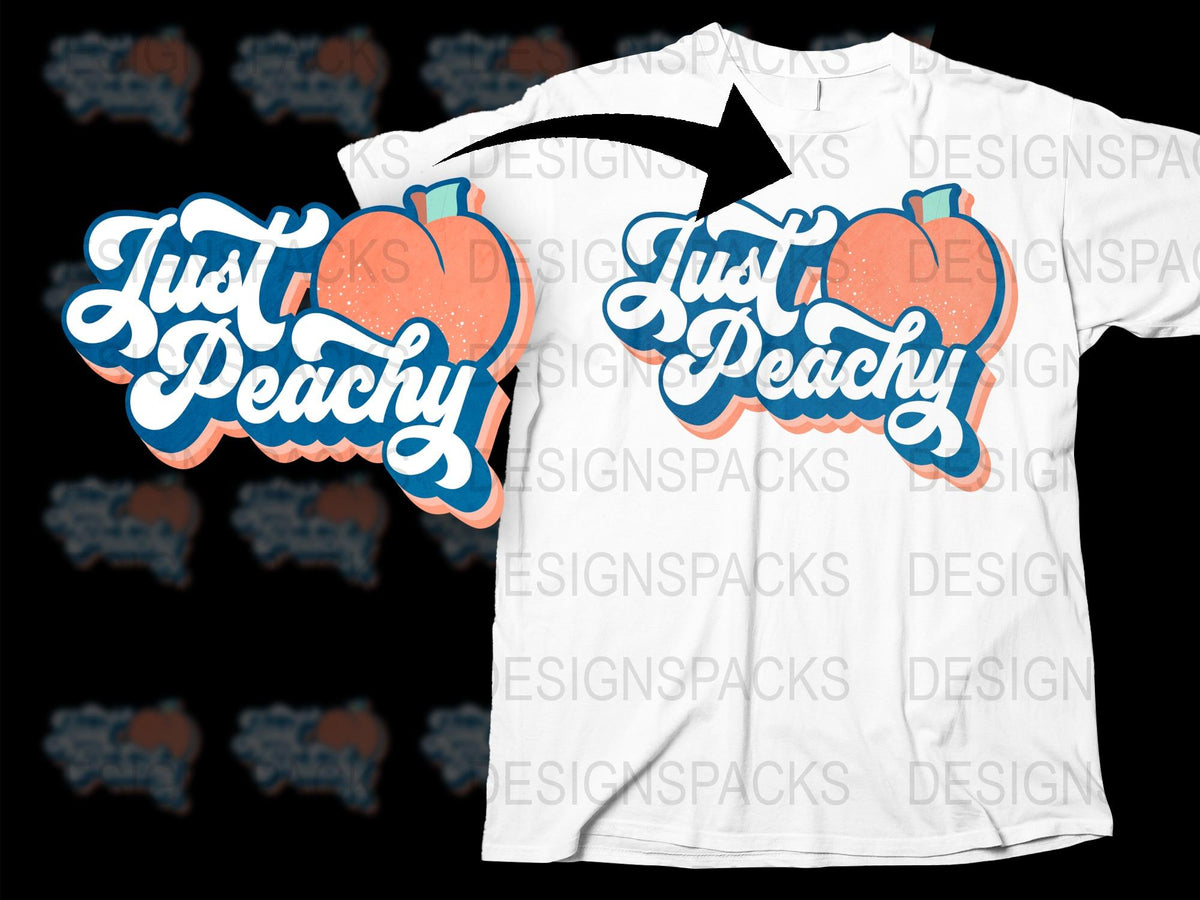 Just Peachy T-Shirt, Cute Peach Graphic Tee, Summer Casual Fruit Design Shirt, Trendy Aesthetic Top for Women and Men