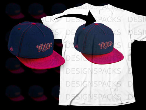 Twins Embroidered Baseball Cap on T-Shirt Design