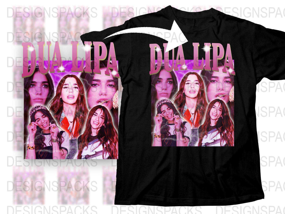 Dua Lipa Graphic T-Shirt, Pop Star Music Artist Photo Collage Tee, Trendy Fan Merchandise, Cool Gift Idea