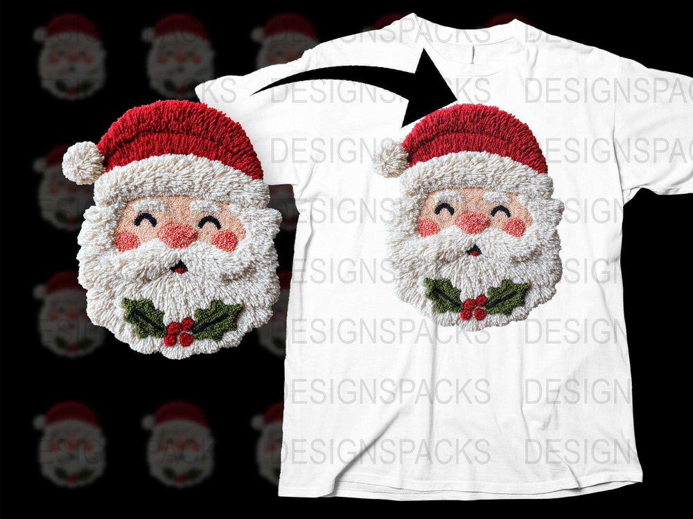Festive Santa Claus Face Christmas T-Shirt, Holiday Graphic Tee, Unisex White Shirt for Xmas Party