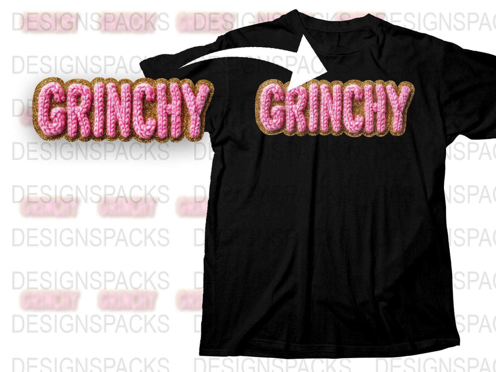Pink Glitter Crunchy Text Graphic T-Shirt, Casual Women's Black Tee, Fashionable Streetwear Shirt
