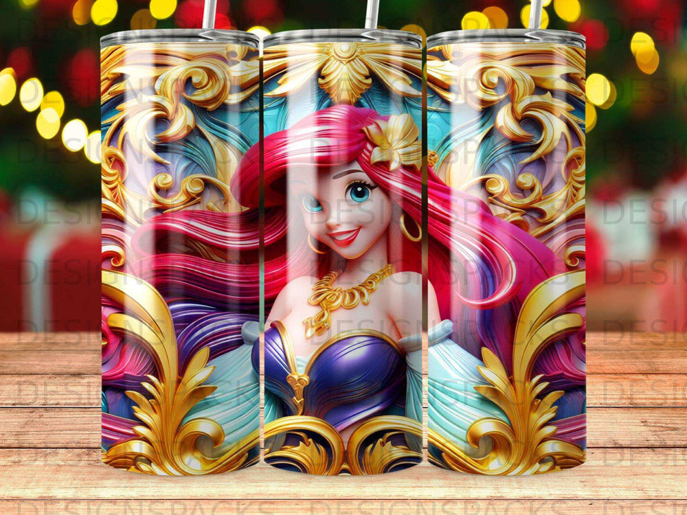 Ariel from The Little Mermaid with ornate golden frame.