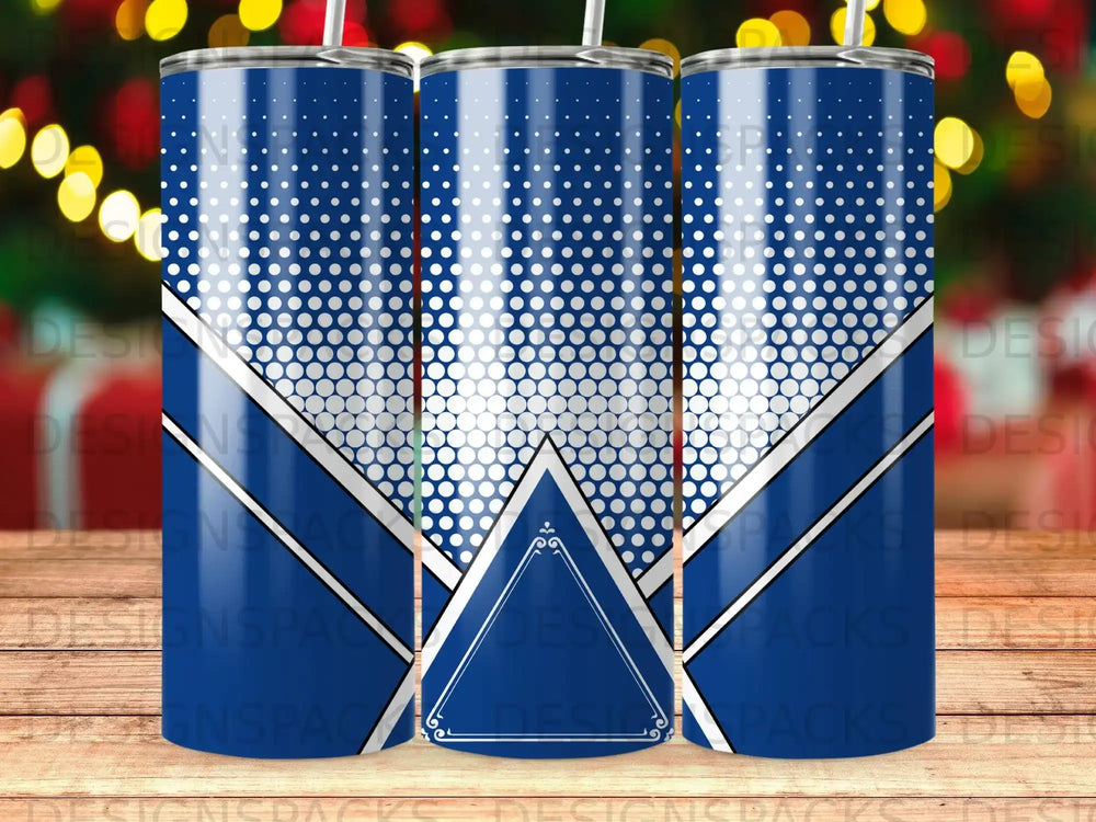 Blue White Geometric Halftone Stripes Tumbler product type