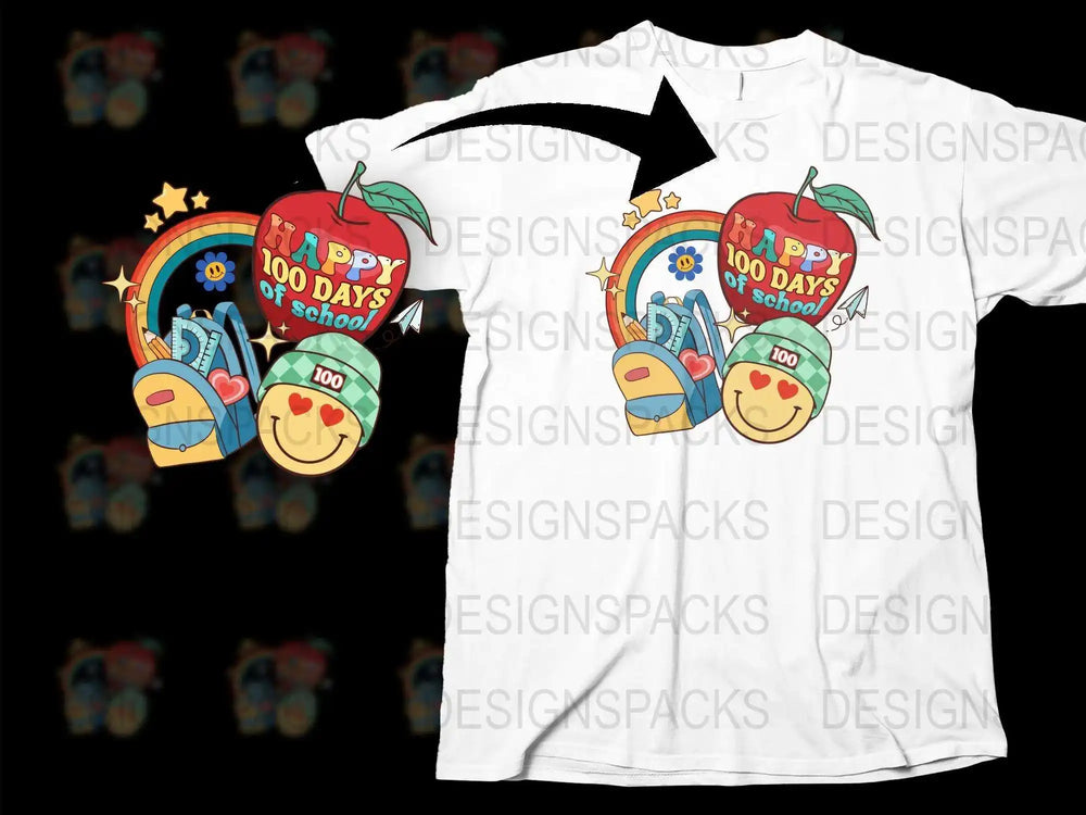 Happy 100 Days of School T-Shirt, Colorful Kids Tee, Celebration School Shirt, Fun Graphic Tee for Children