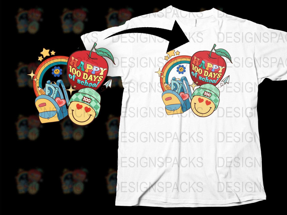 Happy 100 Days of School T-Shirt, Colorful Kids Tee, Celebration School Shirt, Fun Graphic Tee for Children