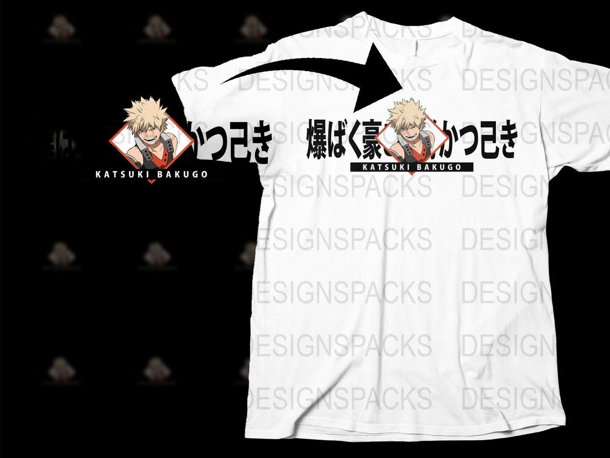 Anime Inspired Katsuki Bakugo T-Shirt, Graphic Tee, Unisex White Shirt, Manga Character Apparel