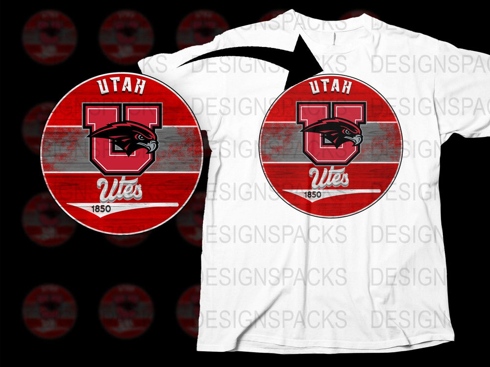 Utah Utes T-Shirt Vintage Logo College Sports Team Apparel Red and White Cotton Tee