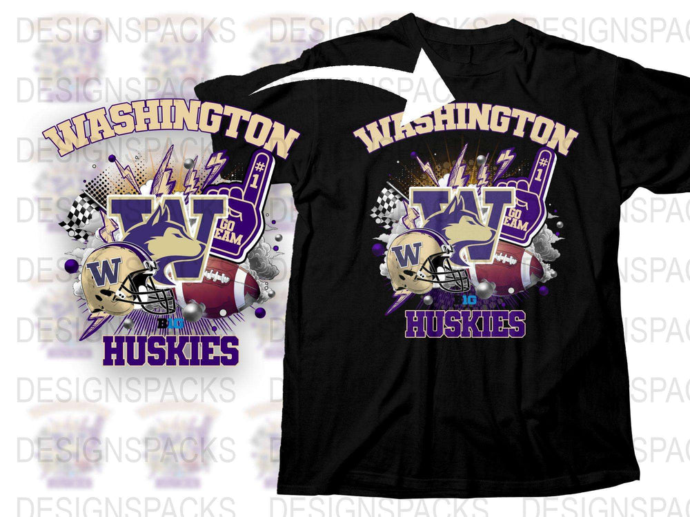 Washington Huskies T-Shirt, Purple and White Football Graphic Tee, Sports Fan Apparel, College Team Spirit Wear