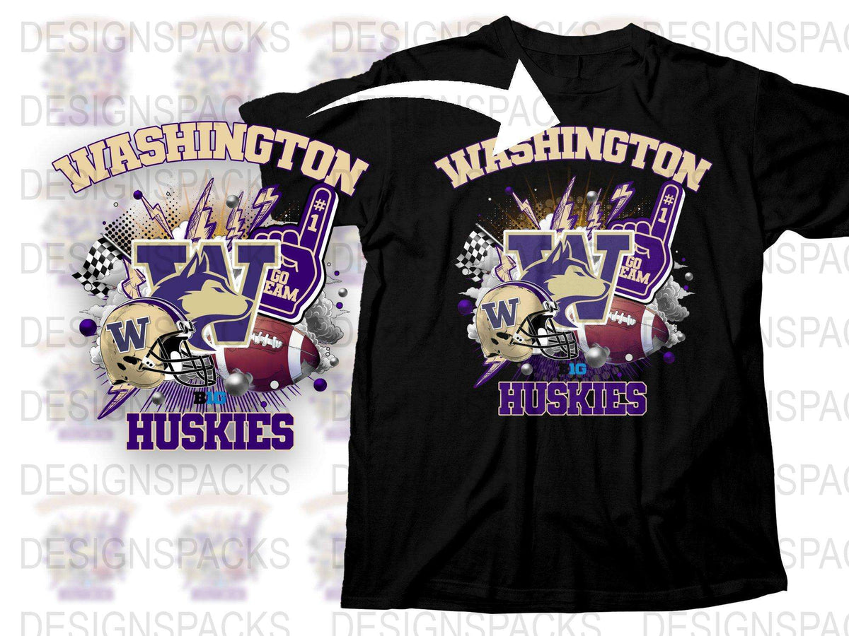 Washington Huskies T-Shirt, Purple and White Football Graphic Tee, Sports Fan Apparel, College Team Spirit Wear