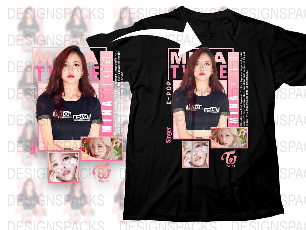 K-Pop Fan Twice Inspired T-Shirt, Women's Fashion Music Tee, Black Pink Letter Design, Casual Streetwear Gift for Her