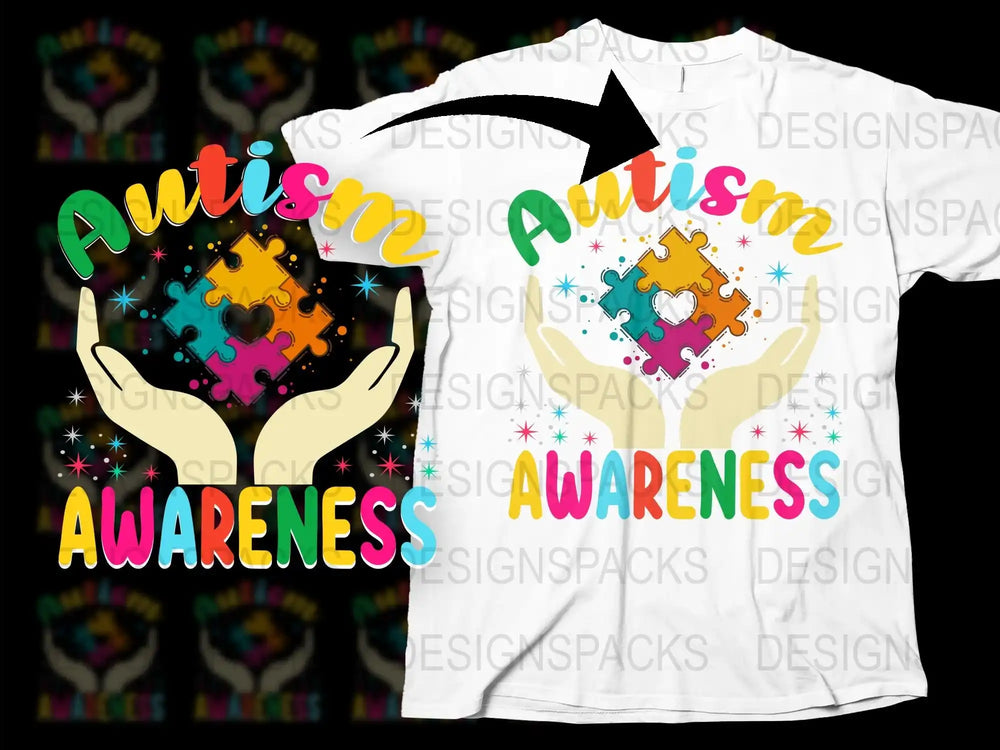 Autism Awareness T-Shirt Colorful Puzzle Piece Graphic Support Tee Unisex Fashion