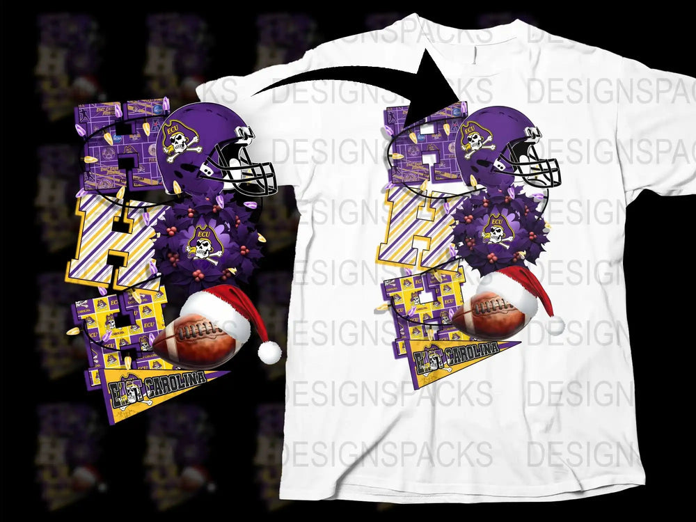 Purple Football Helmet Graphic T-Shirt, Sports Fan Tee, Santa Hat Christmas Design, Casual Unisex Wear