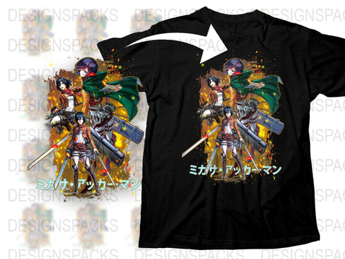 Anime Graphic T-Shirt, Attack on Titan Inspired Tee, Japanese Text, Colorful Urban Design, Unisex Manga Shirt