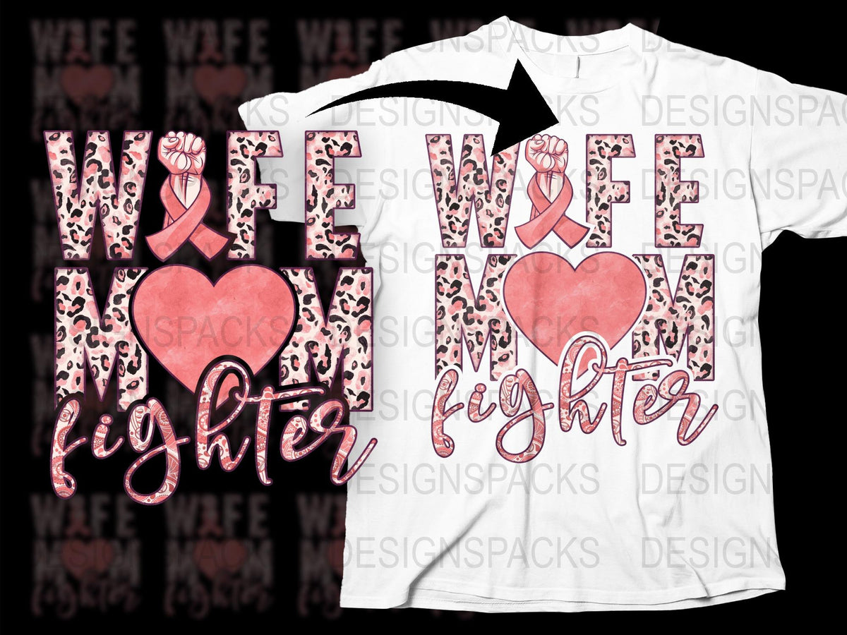 Breast Cancer Awareness T-Shirt, Hope Fighter Pink Ribbon Heart Pattern, Support Gift Tee for Women