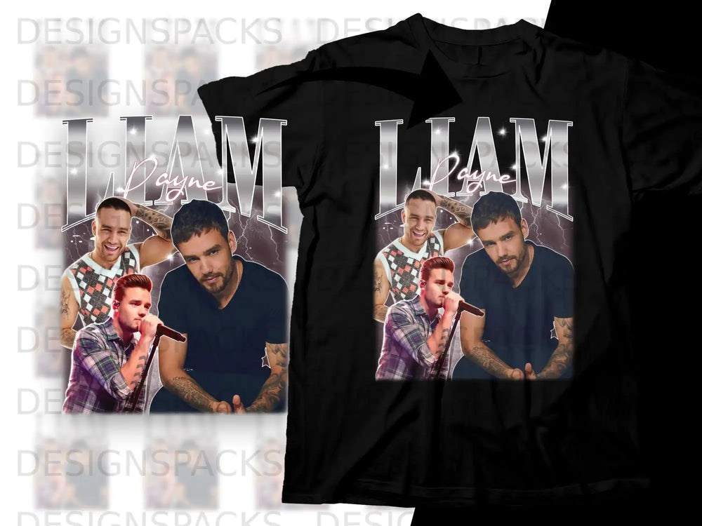 Liam Payne graphic t-shirt with two photos of the artist and his name.