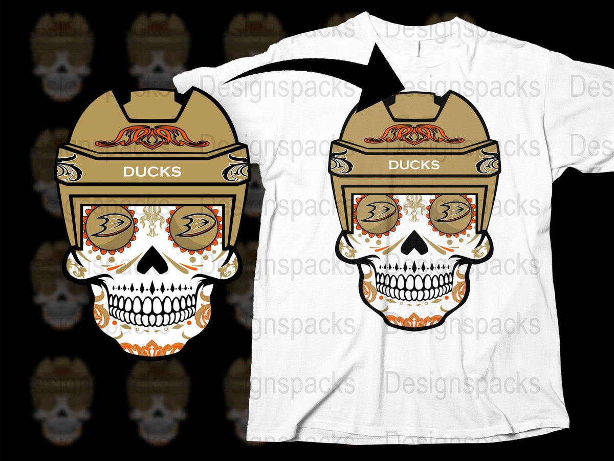 Fiery Skull Graphic T-Shirt, Vintage Motorcycle Design, Ducks Emblem, Men's Fashion Tee, Unique Gift Idea