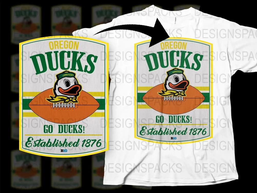 Oregon Ducks T-Shirt, Vintage College Football Logo, Established 1876 Graphic Tee