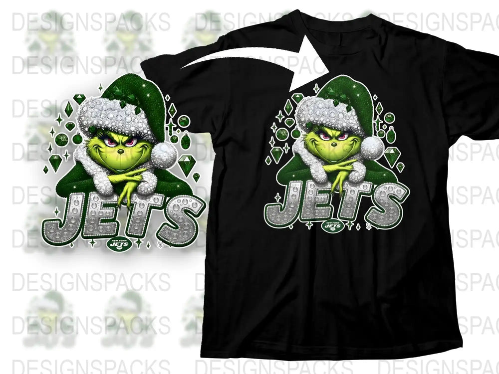Grinch Jets Fan Christmas T-Shirt, Funny Holiday Sports Tee, Green White Graphic Shirt, Gift for Football Lovers