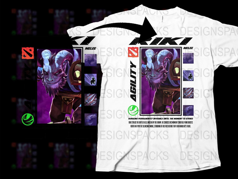 Riki Dota 2 Inspired Graphic T-Shirt, Video Game Character Tee, Gaming Apparel, Fantasy Art Shirt