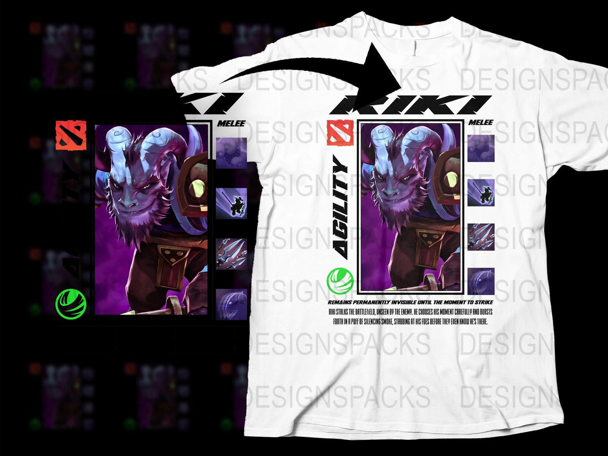 Riki Dota 2 Inspired Graphic T-Shirt, Video Game Character Tee, Gaming Apparel, Fantasy Art Shirt