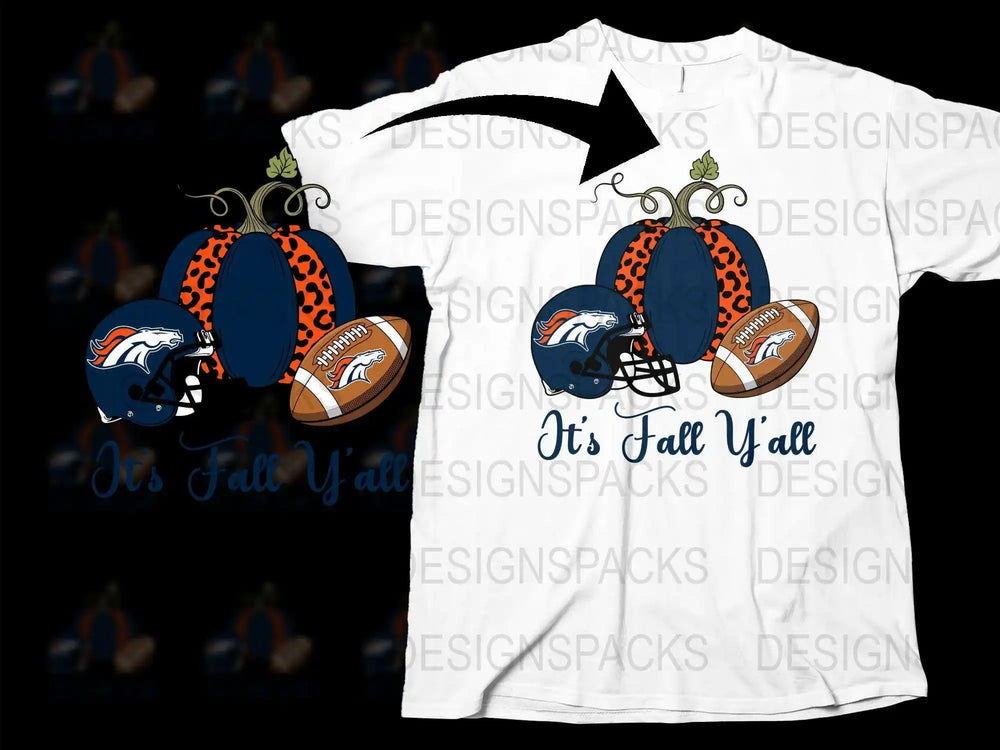 It's Fall Y'all T-Shirt Denver Football Team Theme Pumpkin Graphic Tee