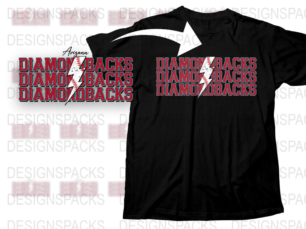 Arizona Diamondbacks T-Shirt, MLB Team Graphic Tee, Black Red Sports Fan Apparel