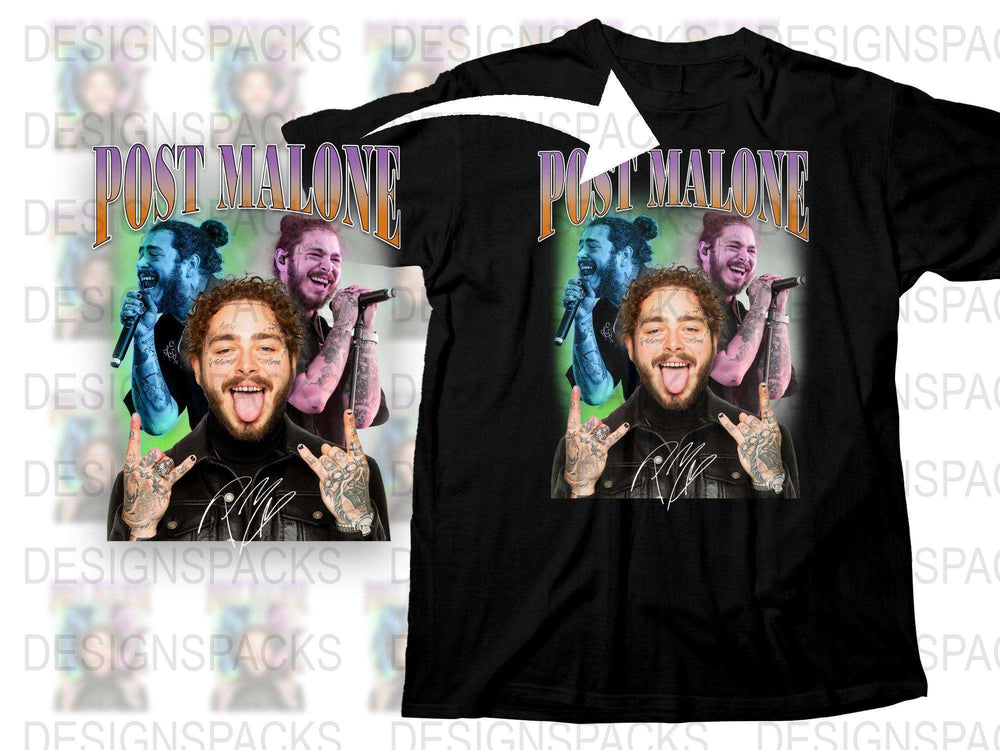 Post Malone Graphic T-Shirt, Hip Hop Artist Inspired Tee, Colorful Musician Print Shirt, Unisex Fashion Top