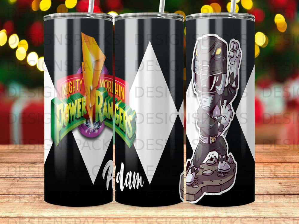 Mighty Morphin Power Rangers tumbler with Red Ranger and his helmet.