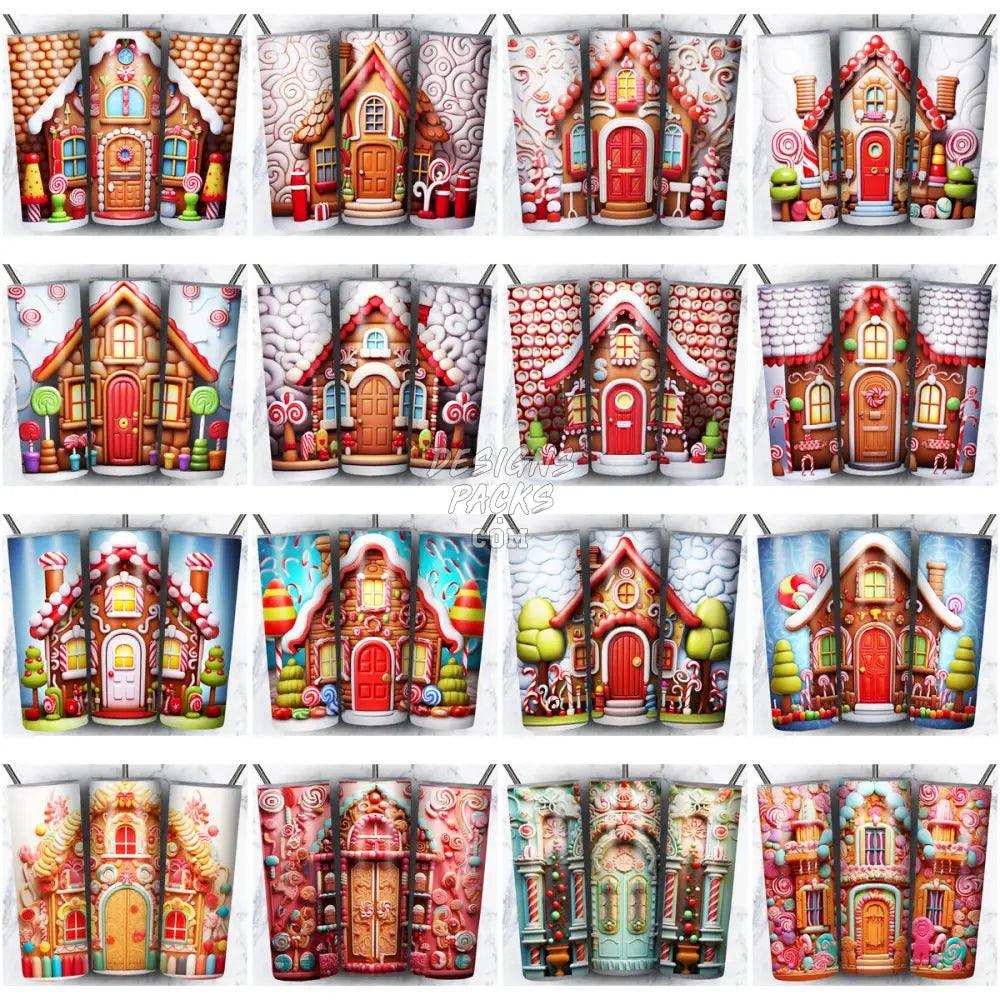 98 Gingerbread House Christmas Tumbler Wrap Bundle Jpg