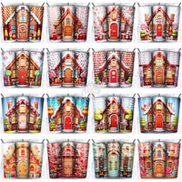 Load image into Gallery viewer, 98 Gingerbread House Christmas Tumbler Wrap Bundle Jpg

