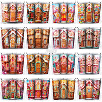 Load image into Gallery viewer, 98 Gingerbread House Christmas Tumbler Wrap Bundle Jpg
