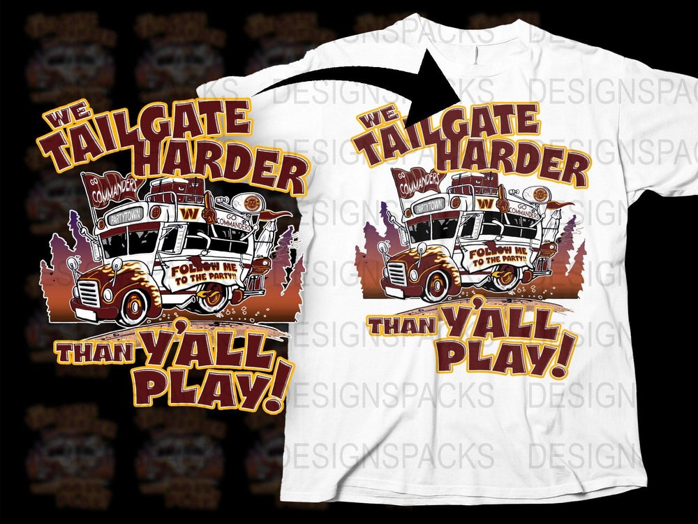 Tailgate Harder Than Y'all Play Funny Football T-Shirt, Vintage Truck Graphic Tee, Sports Fan Apparel