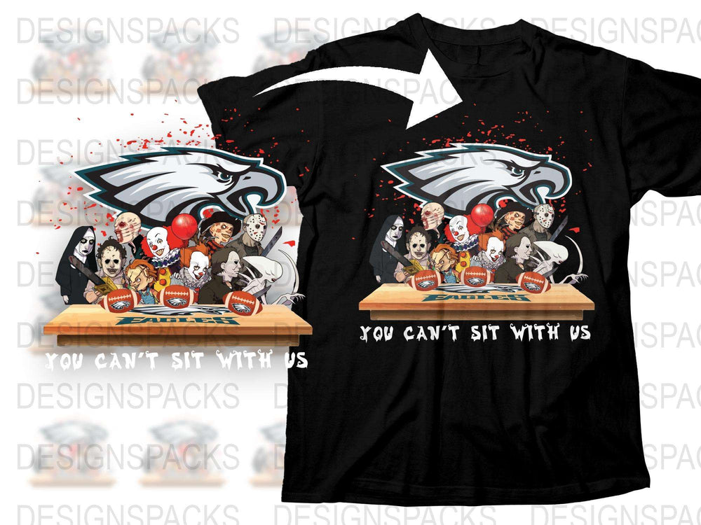 Philadelphia Eagles Themed T-Shirt, Cartoon Horror Movie Characters, Football Fans Apparel