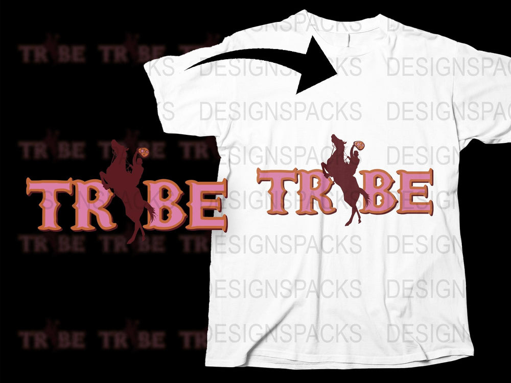 Tribe Graphic T-Shirt, Bold Maroon Typography, Urban Streetwear, Unisex Fashion Tee, Trendy Dance Pose Design, Casual Apparel