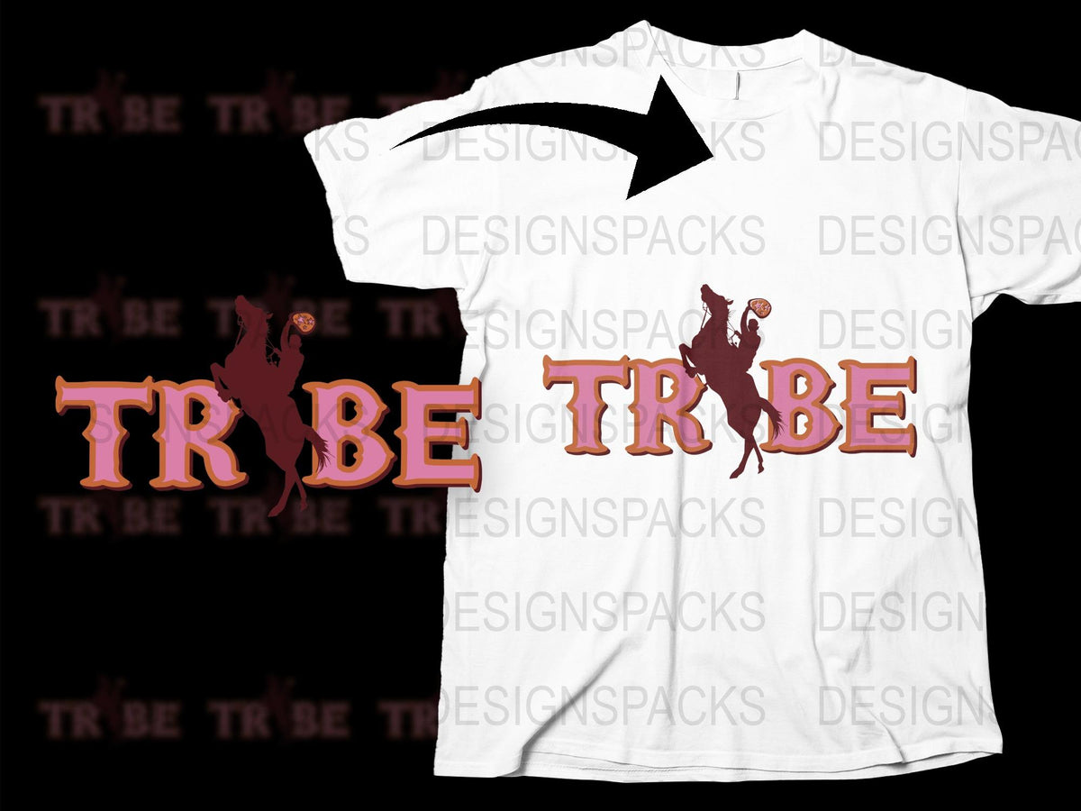 Tribe Graphic T-Shirt, Bold Maroon Typography, Urban Streetwear, Unisex Fashion Tee, Trendy Dance Pose Design, Casual Apparel