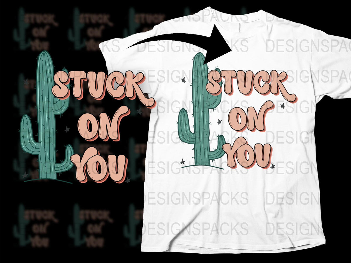 Stuck on You Cactus Graphic T-Shirt, Trendy Desert Plant Tee, Unisex Casual Wear, Summer Fashion Top
