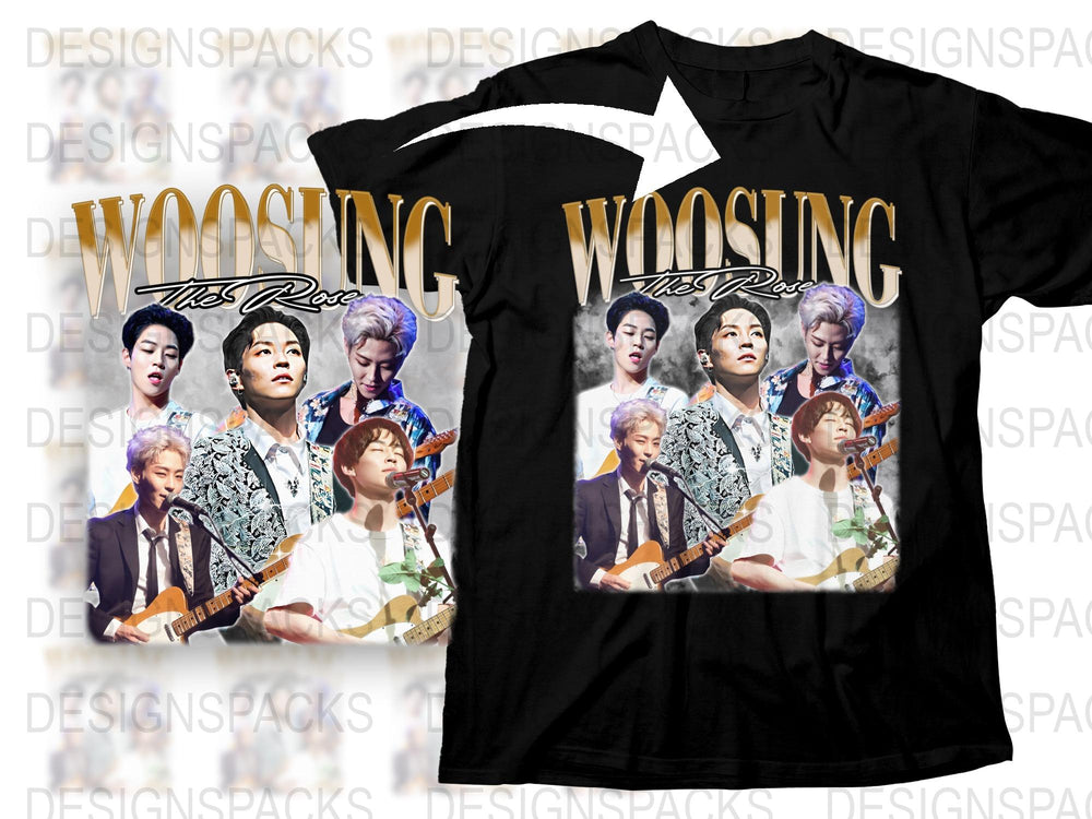 Woosung The Rose Band T-Shirt, Korean Music Pop Idol Graphic Tee, Fan Merchandise, Unisex Fashion Top