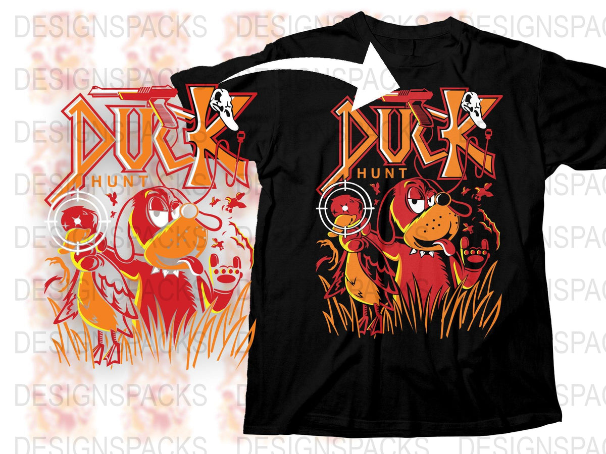 Duck Hunt Inspired Graphic T-Shirt, Retro Video Game Design, Vibrant Colors, Casual Unisex Apparel