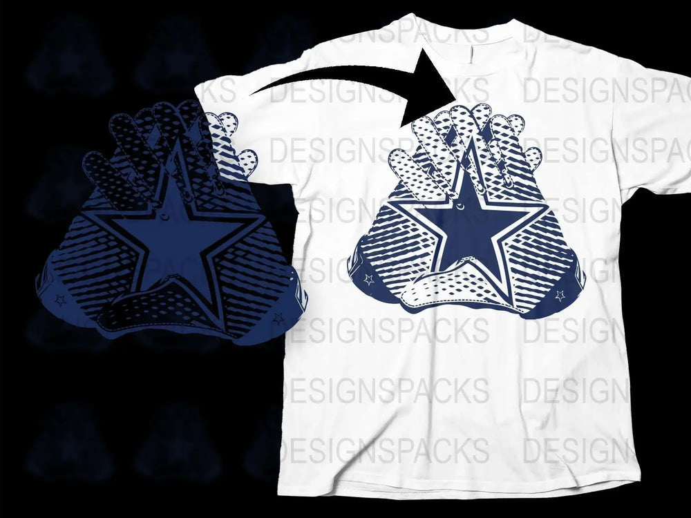 Patriotic Blue Star Gloves Design T-Shirt, American Flag Inspired Graphic Tee, Unisex Fashion Top