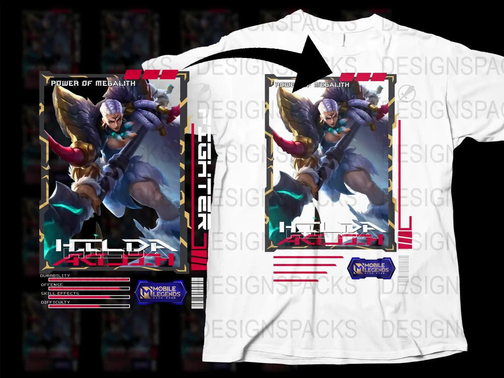 Mobile Legends Hilda T-Shirt, Power of Megalith Hero Tee, Gaming Graphic Shirt, Unisex Cotton Top