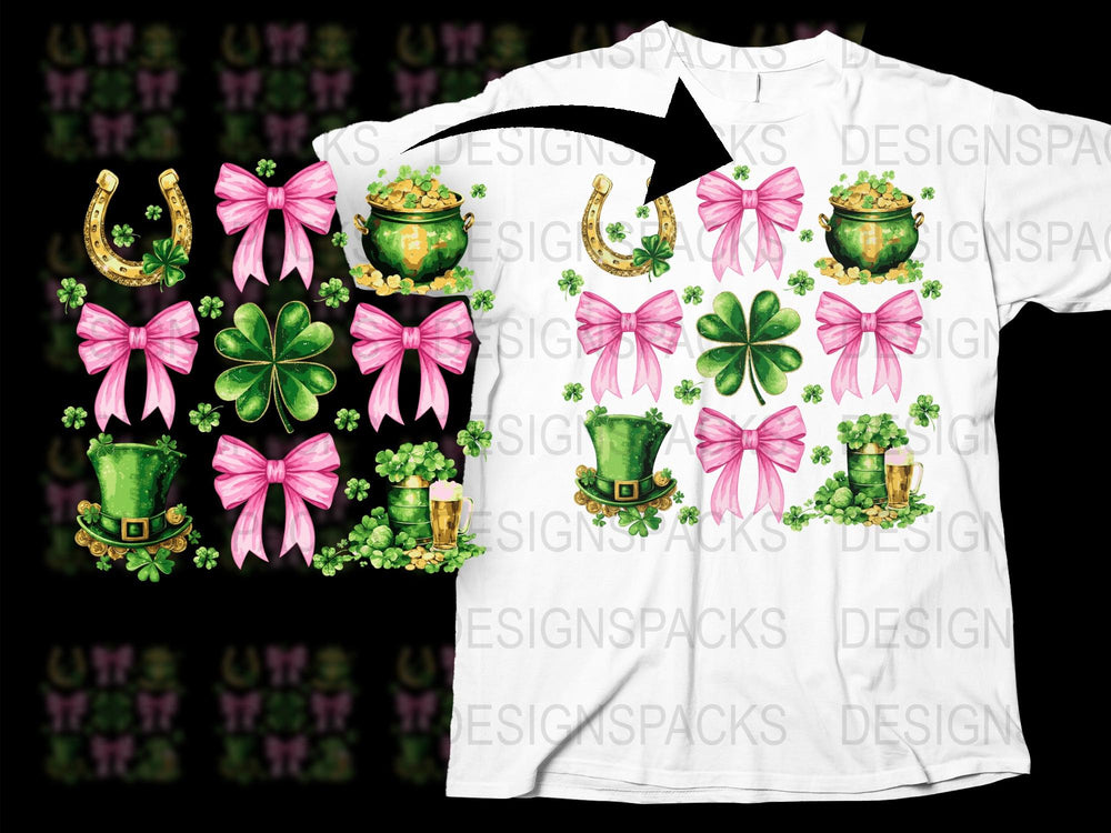 St. Patrick's Day T-Shirt, Lucky Clover and Horseshoe Graphics, Festive Irish Celebration Apparel