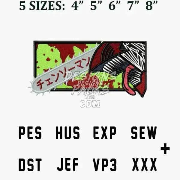 Chainsaw Anime Embroidery Design