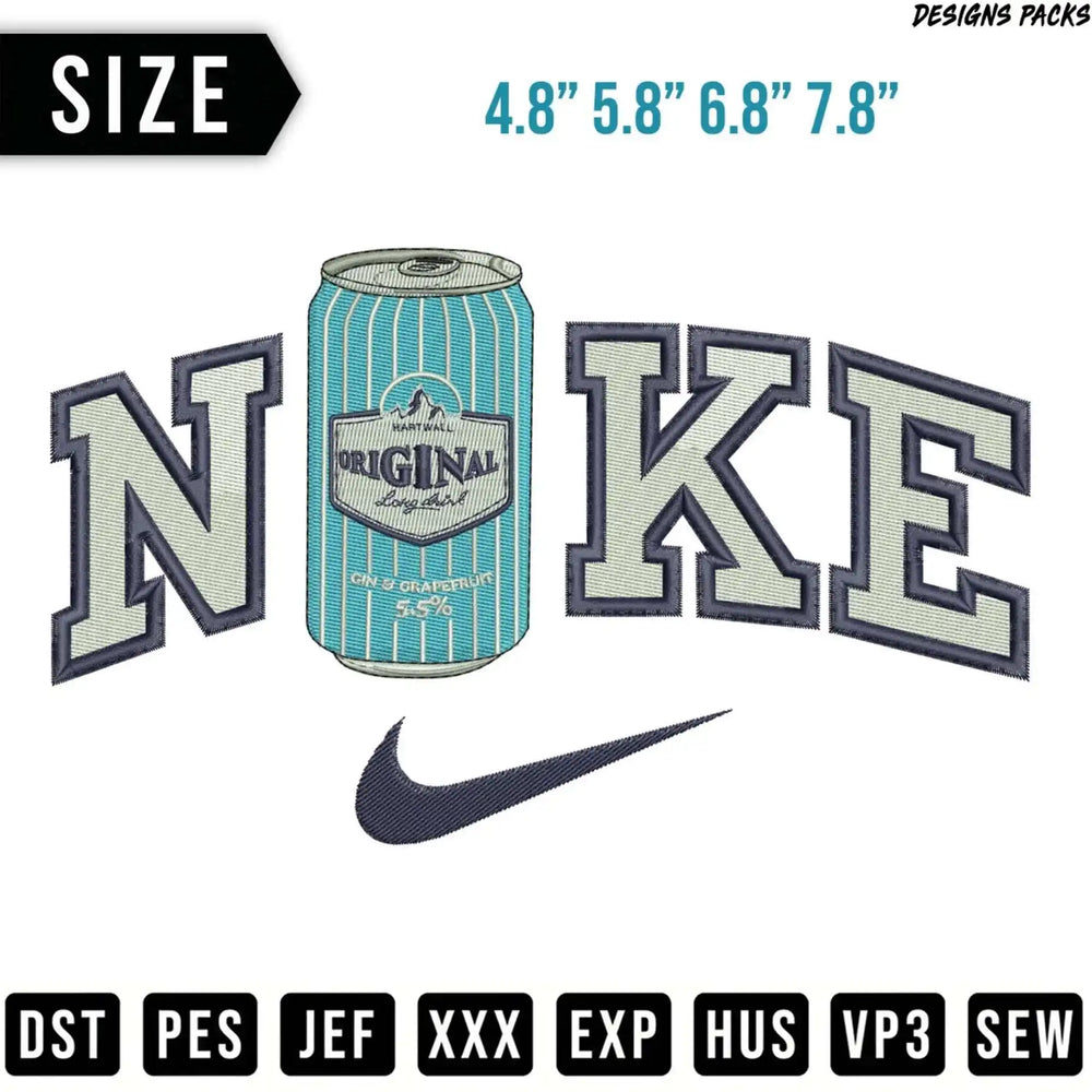 Nike logo and "Nike" text with drink can design and file formats.