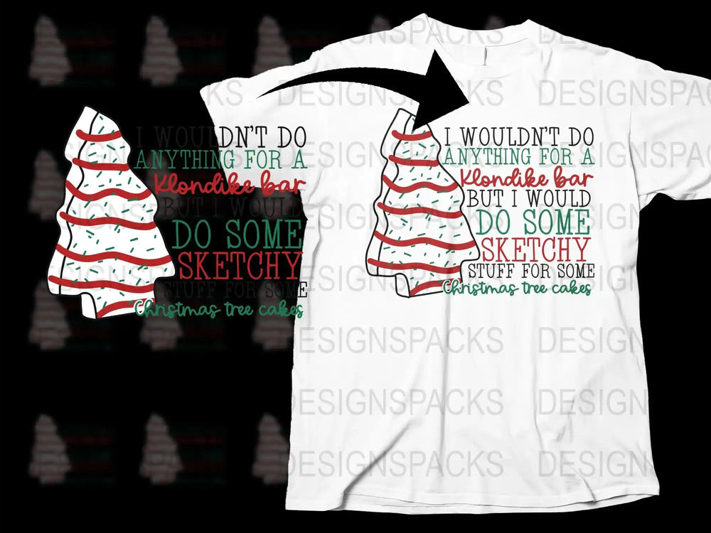 Christmas Tree Cake T-Shirt Funny Holiday Dessert Lover Gift Idea Unisex White Tee