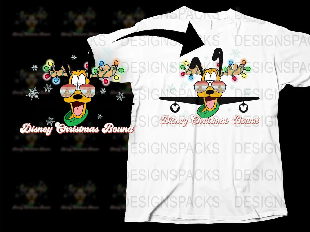 Disney Christmas Sound T-Shirt, Festive Holiday Cartoon Tee, Colorful Lights and Sunglasses Design, Unisex Fashion