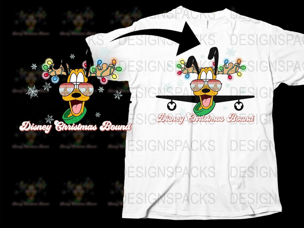 Disney Christmas Sound T-Shirt, Festive Holiday Cartoon Tee, Colorful Lights and Sunglasses Design, Unisex Fashion
