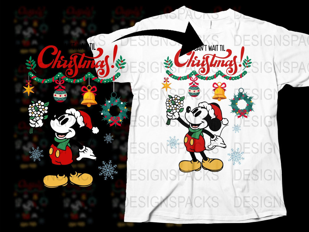 Christmas Mickey Mouse T-Shirt, Festive Disney Holiday Apparel, Kids and Adult Sizes Available