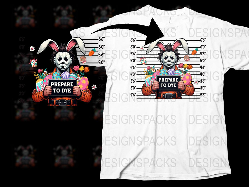 Halloween T-Shirt, Scary Rabbit Design, Prepare to Dye, Men's Women's Graphic Tee, Unique Horror Shirt, Spooky Apparel, Black and White