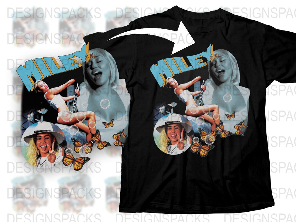 Miley Cyrus Inspired Graphic T-Shirt, Pop Music Fan Merch, Retro Style Tee, Bold Print, Unisex Top
