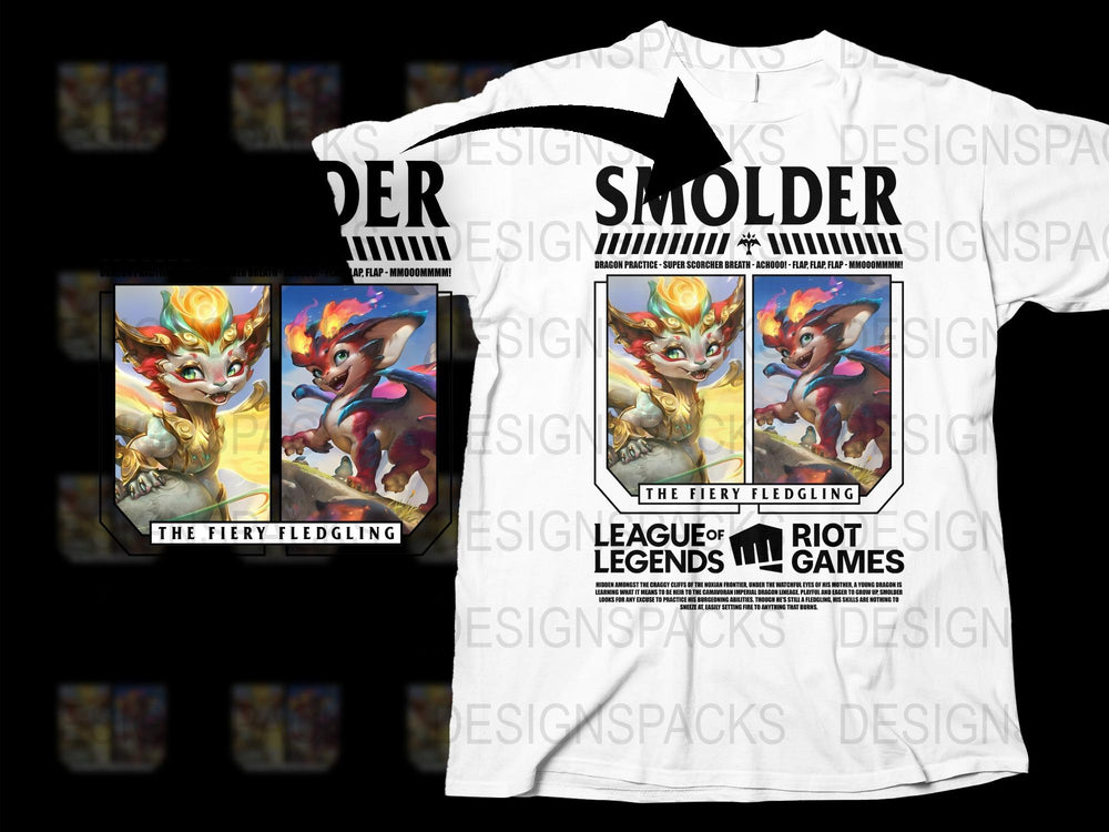 League of Legends Smolder T-Shirt, Fiery Fledgling Design, Graphic Tee, Riot Games Merchandise